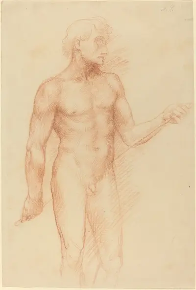 Study of a Man’s Figure, Holding Rod behind Back av Alphonse Legros