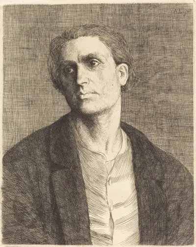 Studie av ett manshuvud av Alphonse Legros