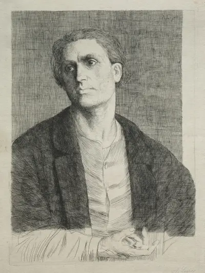 Studie av en mans huvud av Alphonse Legros
