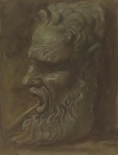 Study of a Mask av Alphonse Legros