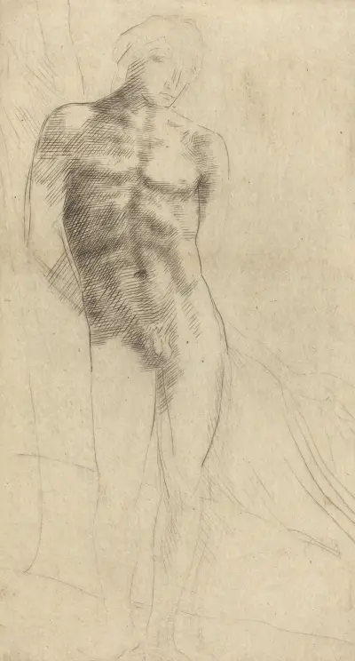 Study of a Nude Figure (Etude de figure nue) av Alphonse Legros