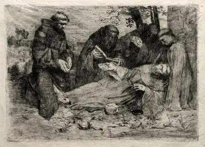 The Death of St. Francis av Alphonse Legros