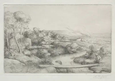 The Footbridge (La Passerelle) av Alphonse Legros