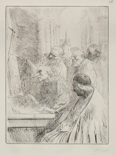 Munkarna i kyrkan av Alphonse Legros