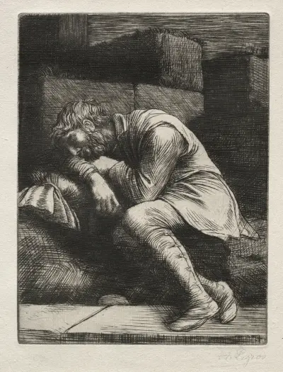 The Sleeping Beggar av Alphonse Legros