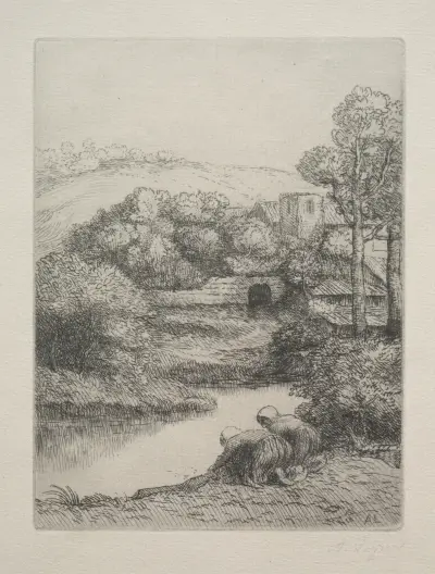 The Wash House (Le Lavoir, Dite ‘Les Laveuses’) av Alphonse Legros