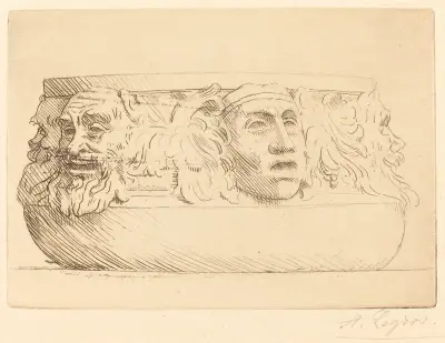 Vase with Grotesques (Le vase aux masques) av Alphonse Legros