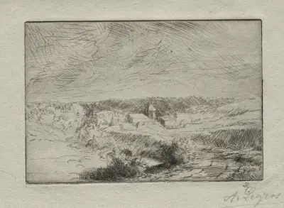 Village of Wimille, near Boulogne av Alphonse Legros
