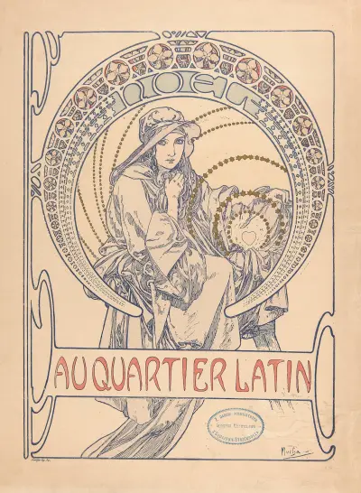 Au Quartier Latin – cover design av Alphonse Mucha