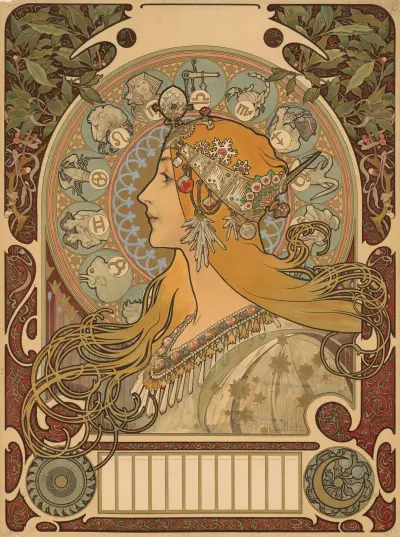 La Plume, 1896 av Alphonse Mucha