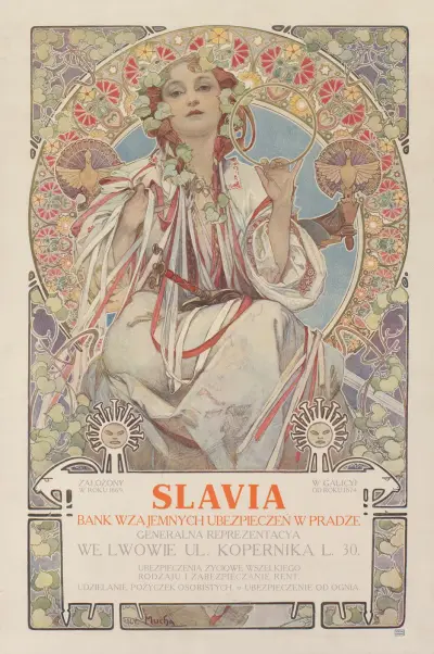 LAVIA Bank Wzajemnych Ubezpieczeń w Pradze Generalna Reprezentacya we Lwowie… av Alphonse Mucha