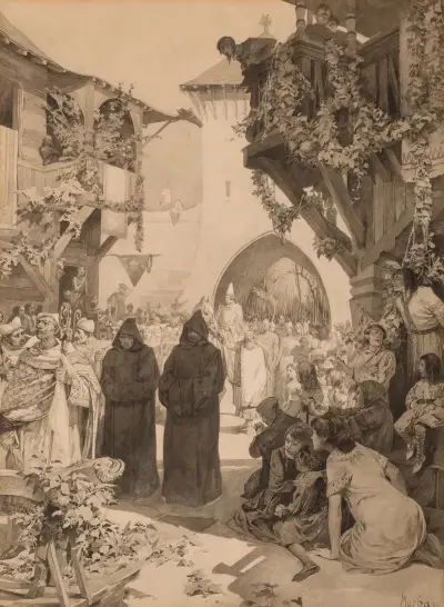 L’Empereur Lothaire et le pape Innocent av Alphonse Mucha