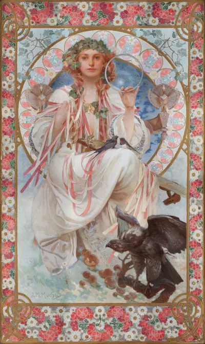 Portrait Of Josephine Crane-Bradley As Slavia av Alphonse Mucha