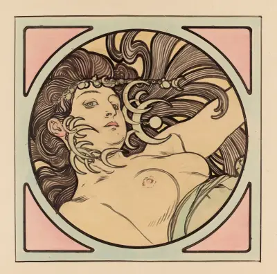 Vitrail pour la façade de la boutique Fouquet – nr 1 av Alphonse Mucha