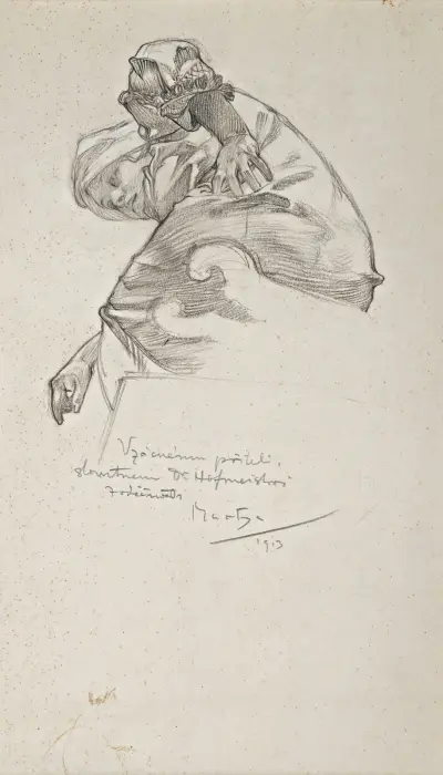 Woman bending over av Alphonse Mucha