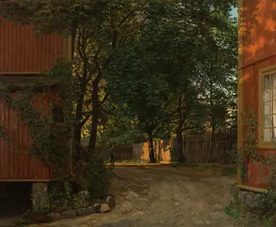 Aftenavisen kommer, Majorstuveien 8 av Amaldus Nielsen