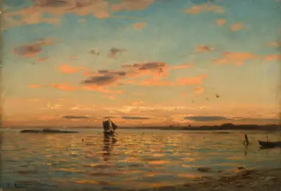 Aftenstemning, Kristianiafjorden av Amaldus Nielsen