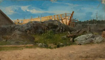 Båtbyggeri, Lillesand av Amaldus Nielsen