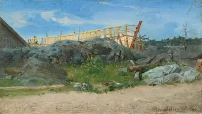 Båtbyggeri i Lillesand av Amaldus Nielsen