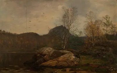 Høst. skogsfjord, Mandal av Amaldus Nielsen