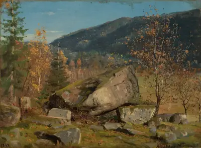 Høstdag. Bjelland, Mandal av Amaldus Nielsen