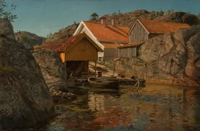 Mellom klipper. Møl, Ny-Hellesund av Amaldus Nielsen