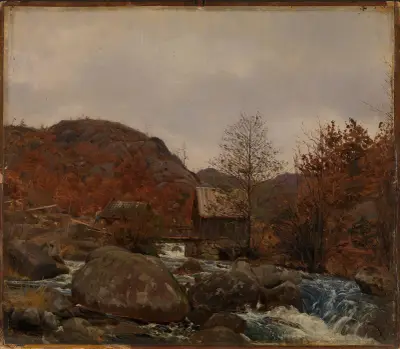 Mill at Frostestad near Mandal av Amaldus Nielsen