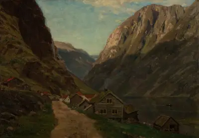 Parti fra Gudvangen av Amaldus Nielsen