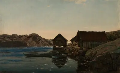 Sjøboder, Lindesnes av Amaldus Nielsen