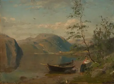 Strandparti, Hardanger av Amaldus Nielsen