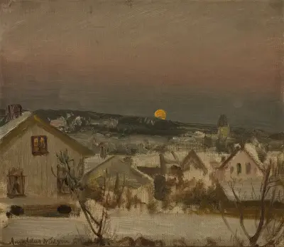 Vinteraften fra ateliervinduet av Amaldus Nielsen