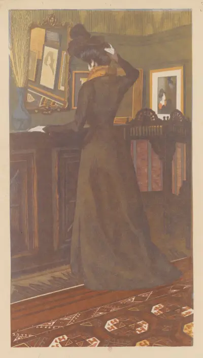 Jeune femme se recoiffant – Mlle Marcolesco, belle-sœur de l’artiste av Amédée Joyau
