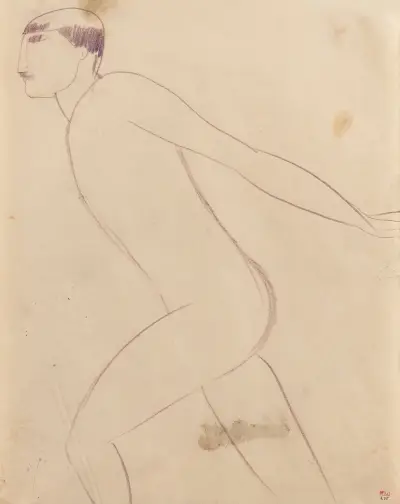 Athlète De Foire Ou De Cirque De Profil av Amedeo Modigliani