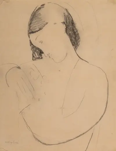Busta di donna con testa di profile av Amedeo Modigliani