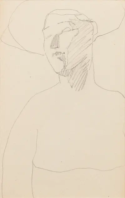 Femme de trois quarts coiffée d’un chapeau av Amedeo Modigliani