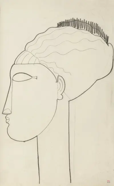 Tête profil gauche av Amedeo Modigliani