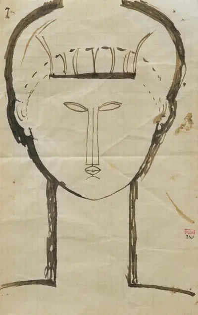 Tête av Amedeo Modigliani