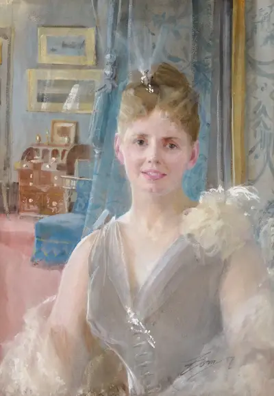 Porträtt av Edith Palgrave Edward i hennes hem i London av Anders Zorn