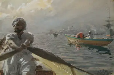 Turkisk båtman i Konstantinopels hamn av Anders Zorn