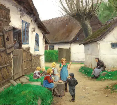 Børn, der blæser sæbebobler av Hans Andersen Brendekilde