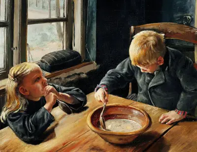 En Dreng og en Pige ved Middagsmaden av Laurits Andersen Ring