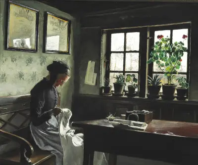 Interiør med syende kone av Laurits Andersen Ring