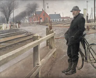 Waiting for the Train. Level Crossing by Roskilde Highway av Laurits Andersen Ring