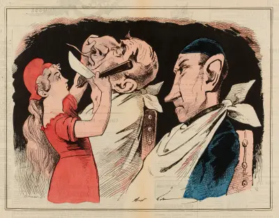 La toilette, par Gill Deux barbes av André Gill