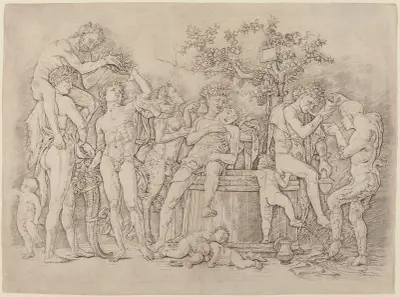 Bacchanal with a Wine Vat, 1475 – nr 1 av Andrea Mantegna