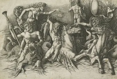 Battle of the Sea Gods (left , NGA 64543 av Andrea Mantegna