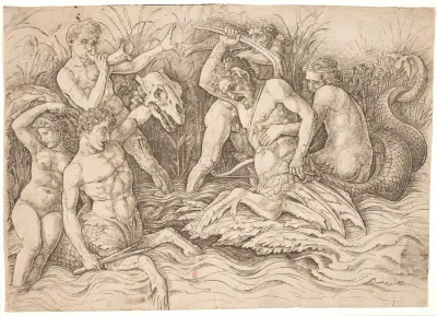 Havgudernes kamp, højre halvdel av Andrea Mantegna