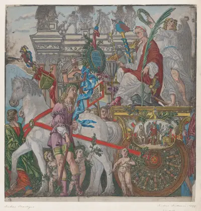Julius Caesar in his horse-drawn chariot av Andrea Mantegna
