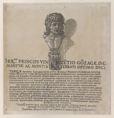 Title page, from ;The Triumph of Julius Caesar; av Andrea Mantegna