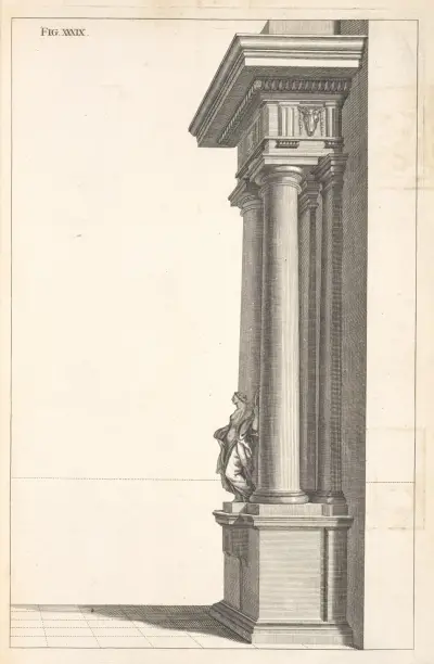 A piece of Dorick architecture in perspective. av Andrea Pozzo